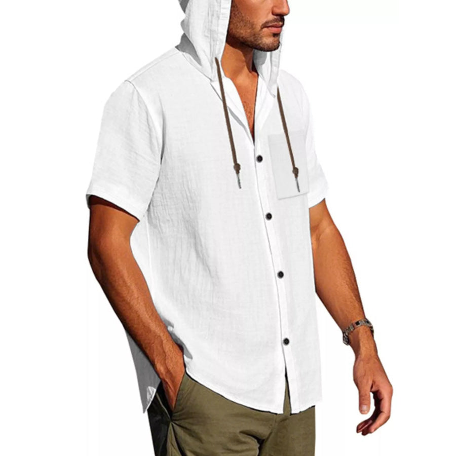 Men’s Full Size Casual Hooded Short-Sleeve Shirt Plus Size Apparel and Accessories