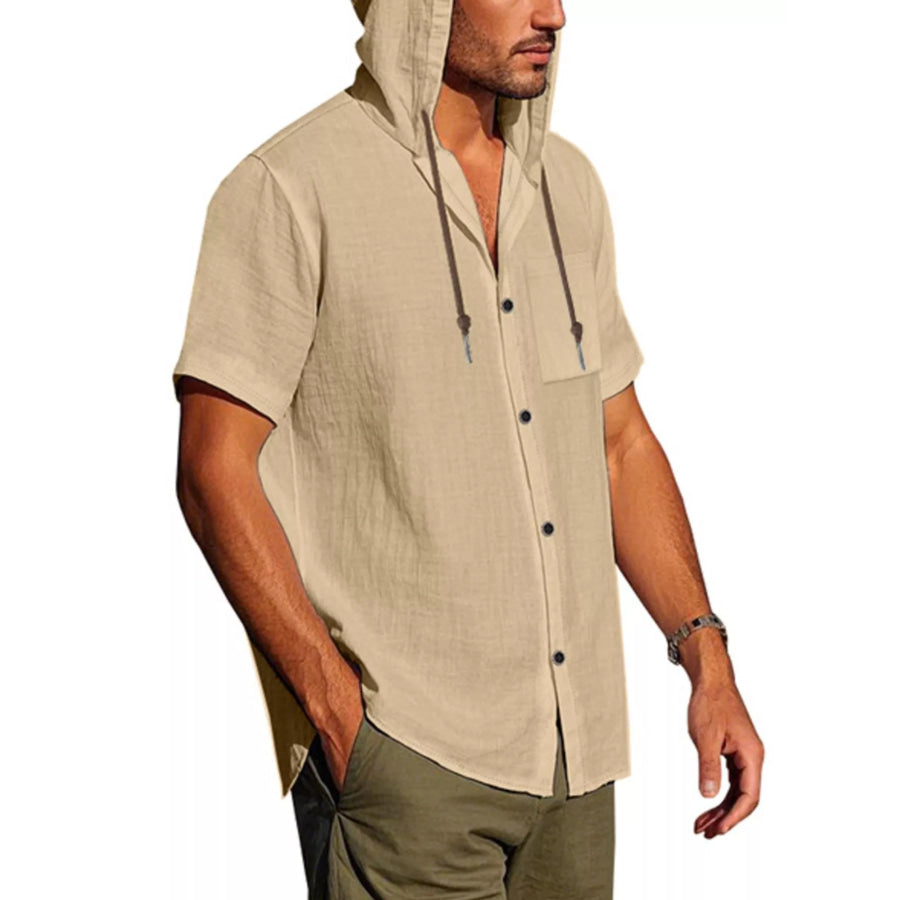 Men’s Full Size Casual Hooded Short-Sleeve Shirt Plus Size Apparel and Accessories