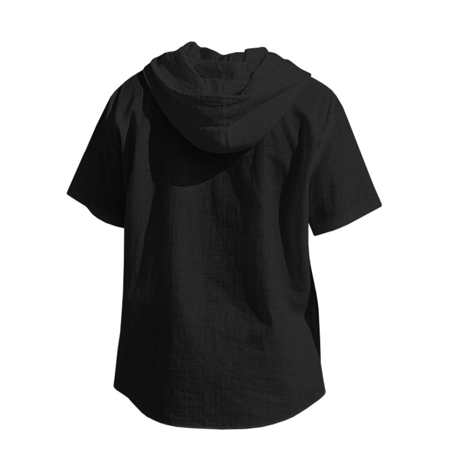 Men’s Full Size Casual Hooded Short Sleeve Shirt Plus Size Apparel and Accessories