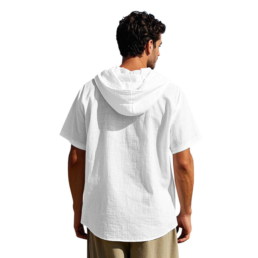 Men’s Full Size Casual Hooded Short-Sleeve Shirt Plus Size Apparel and Accessories