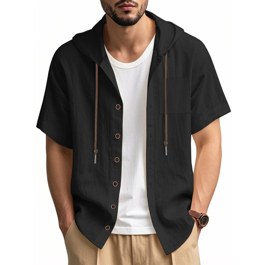 Men’s Full Size Casual Hooded Short-Sleeve Shirt Plus Size Apparel and Accessories