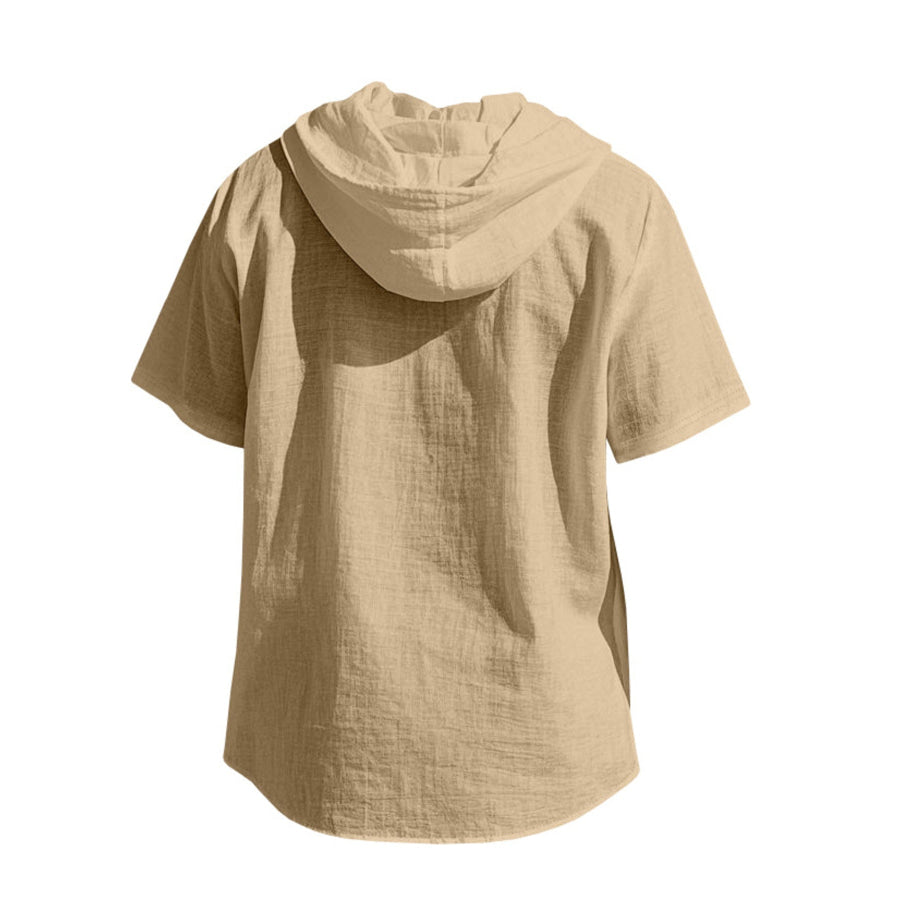 Men’s Full Size Casual Hooded Short-Sleeve Shirt Plus Size Apparel and Accessories