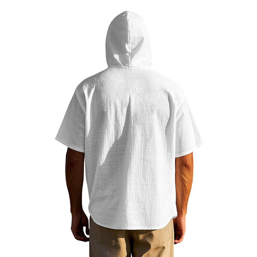 Men’s Full Size Casual Hooded Short-Sleeve Shirt Plus Size Apparel and Accessories