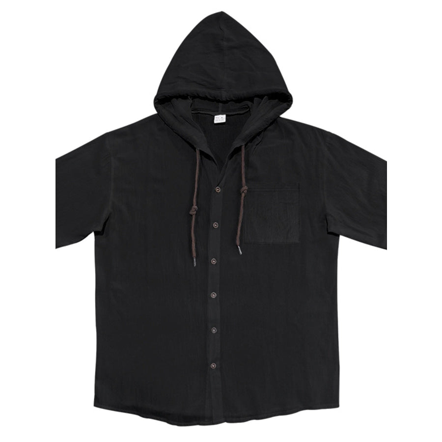 Men’s Full Size Casual Hooded Short-Sleeve Shirt Plus Size Apparel and Accessories