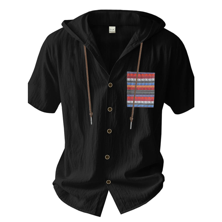 Men’s Full Size Casual Hooded Short Sleeve Shirt Plus Size Apparel and Accessories