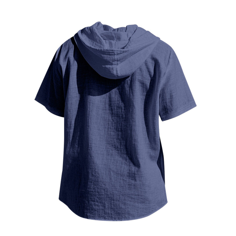 Men’s Full Size Casual Hooded Short Sleeve Shirt Plus Size Apparel and Accessories