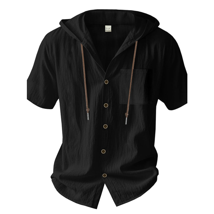 Men’s Full Size Casual Hooded Short-Sleeve Shirt Plus Size Apparel and Accessories