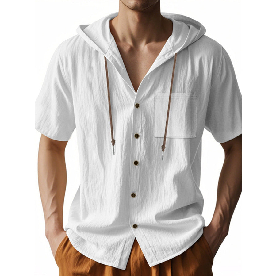Men’s Full Size Casual Hooded Short-Sleeve Shirt Plus Size Apparel and Accessories
