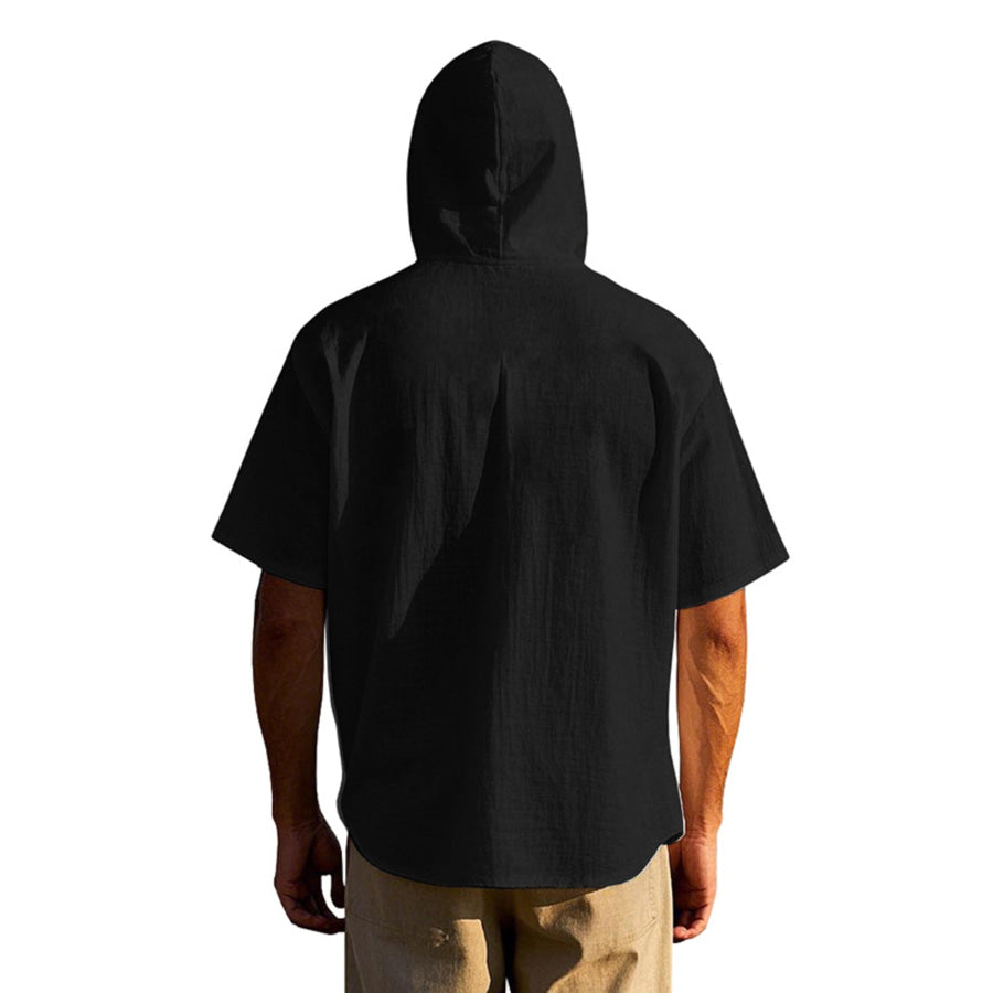 Men’s Full Size Casual Hooded Short-Sleeve Shirt Plus Size Apparel and Accessories