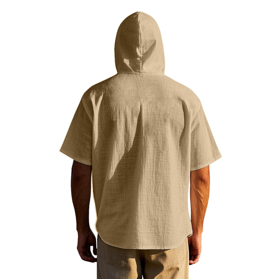 Men’s Full Size Casual Hooded Short-Sleeve Shirt Plus Size Apparel and Accessories