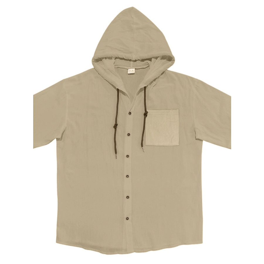 Men’s Full Size Casual Hooded Short-Sleeve Shirt Plus Size Apparel and Accessories
