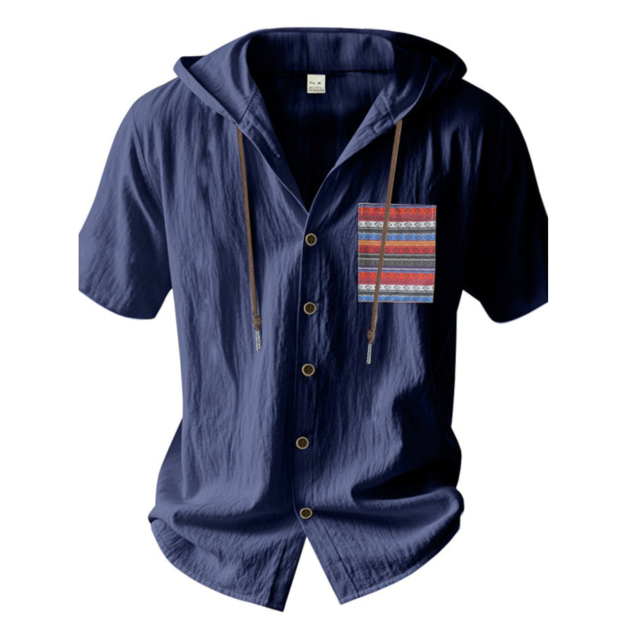 Men’s Full Size Casual Hooded Short Sleeve Shirt Plus Size Apparel and Accessories