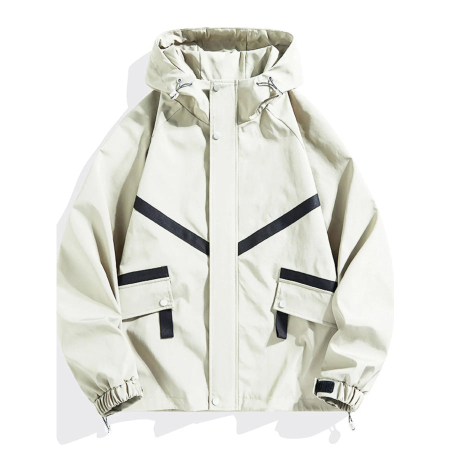 Men’s Full Size Casual Hooded Zip-Up Outerwear Plus Size Ivory / S Apparel and Accessories
