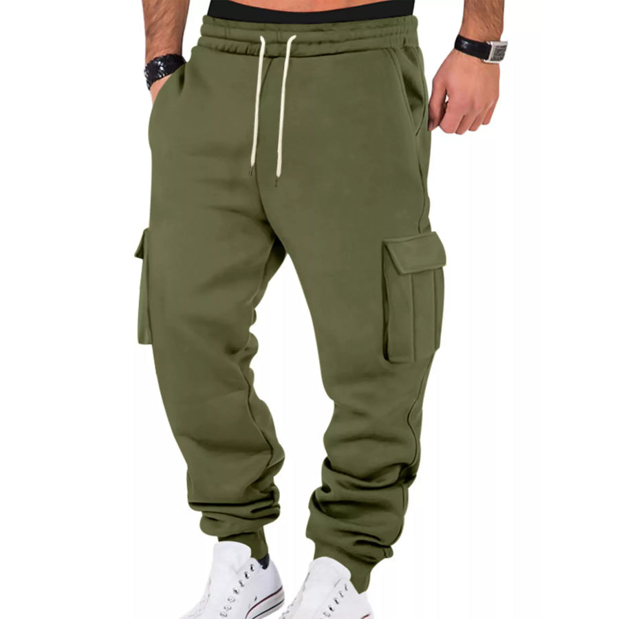 Men’s Full Size Casual Joggers with Multi-Pocket Plus Size Army Green / S Apparel and Accessories