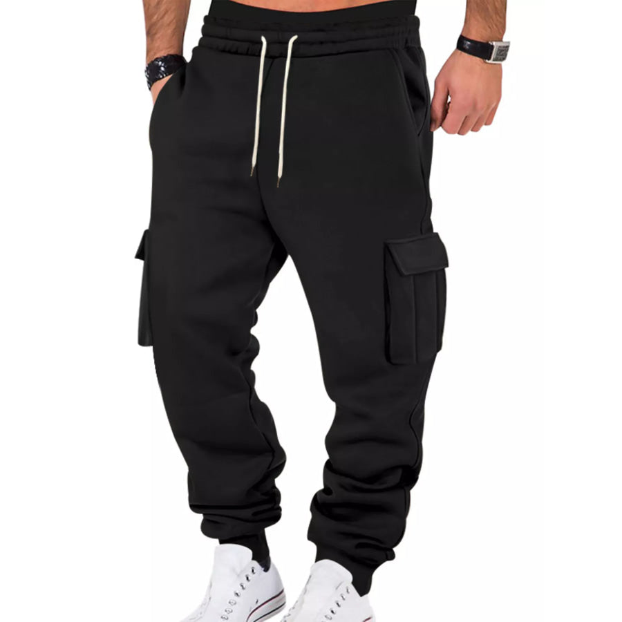 Men’s Full Size Casual Joggers with Multi-Pocket Plus Size Black / S Apparel and Accessories
