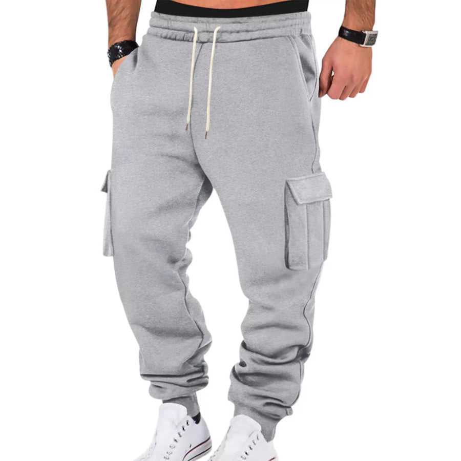 Men’s Full Size Casual Joggers with Multi-Pocket Plus Size Light Gray / S Apparel and Accessories