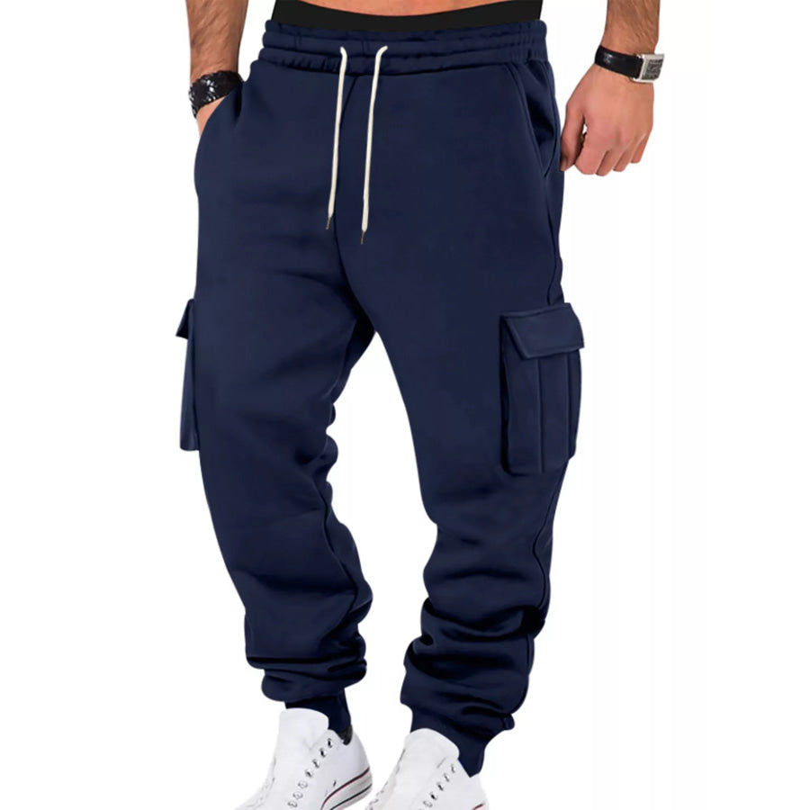 Men’s Full Size Casual Joggers with Multi-Pocket Plus Size Navy Blue / S Apparel and Accessories