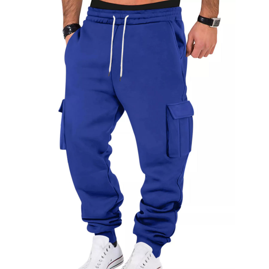 Men’s Full Size Casual Joggers with Multi-Pocket Plus Size Royal Blue / S Apparel and Accessories