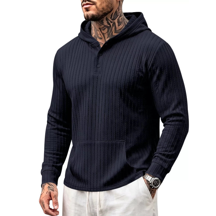 Men’s Full Size Casual Kangaroo Pocket Knit Hoodie Plus Size Apparel and Accessories
