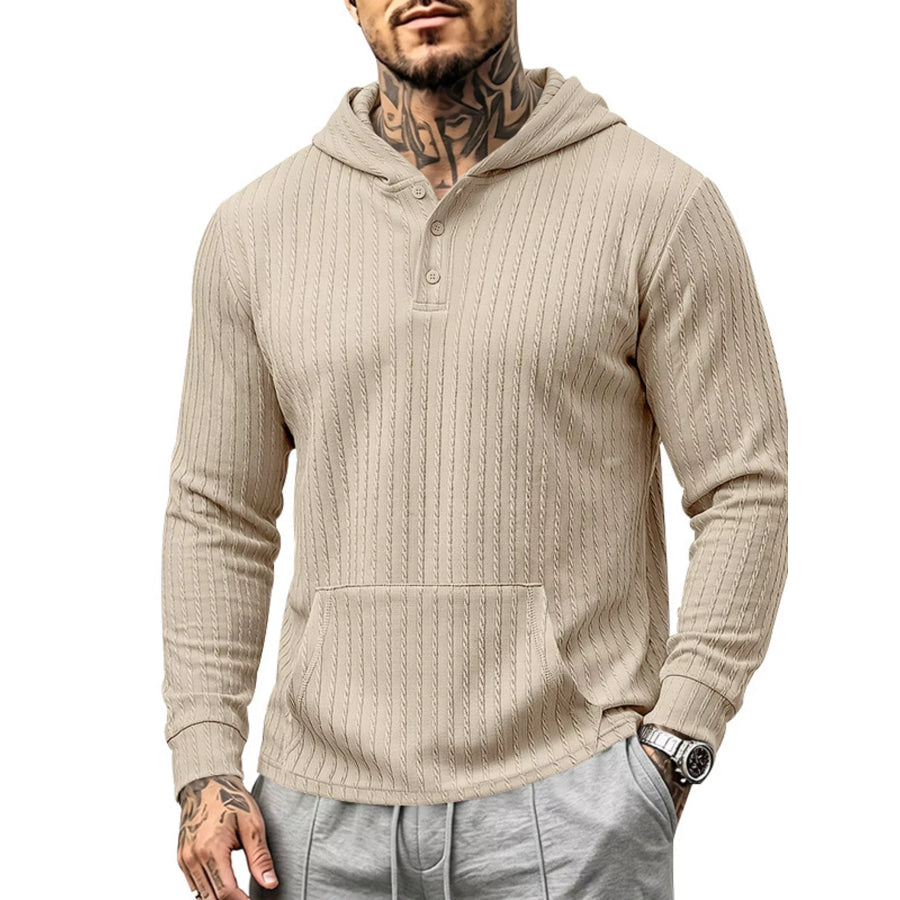 Men’s Full Size Casual Kangaroo Pocket Knit Hoodie Plus Size Apparel and Accessories