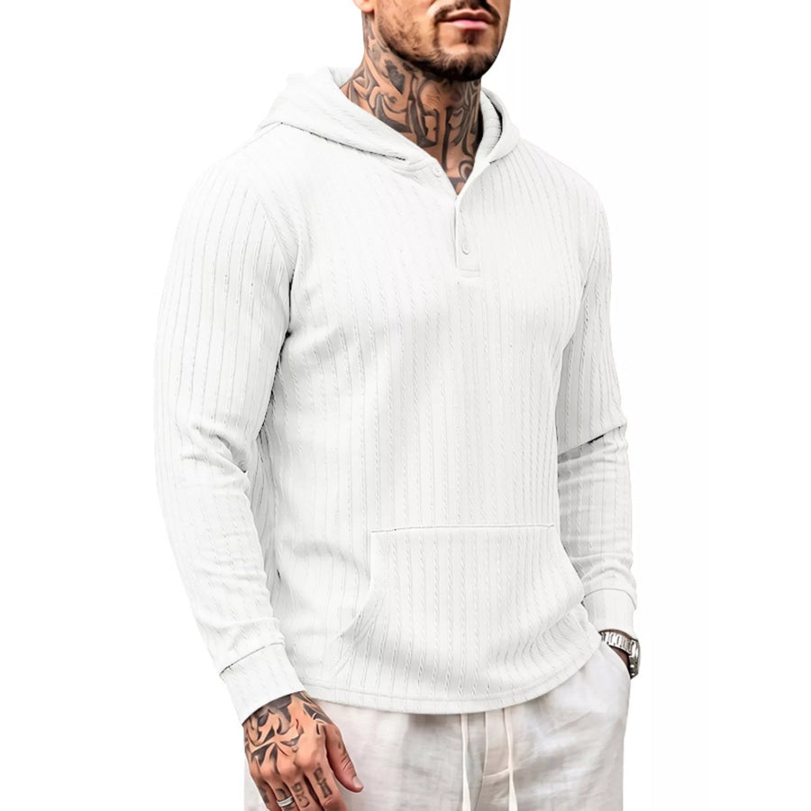 Men’s Full Size Casual Kangaroo Pocket Knit Hoodie Plus Size Apparel and Accessories