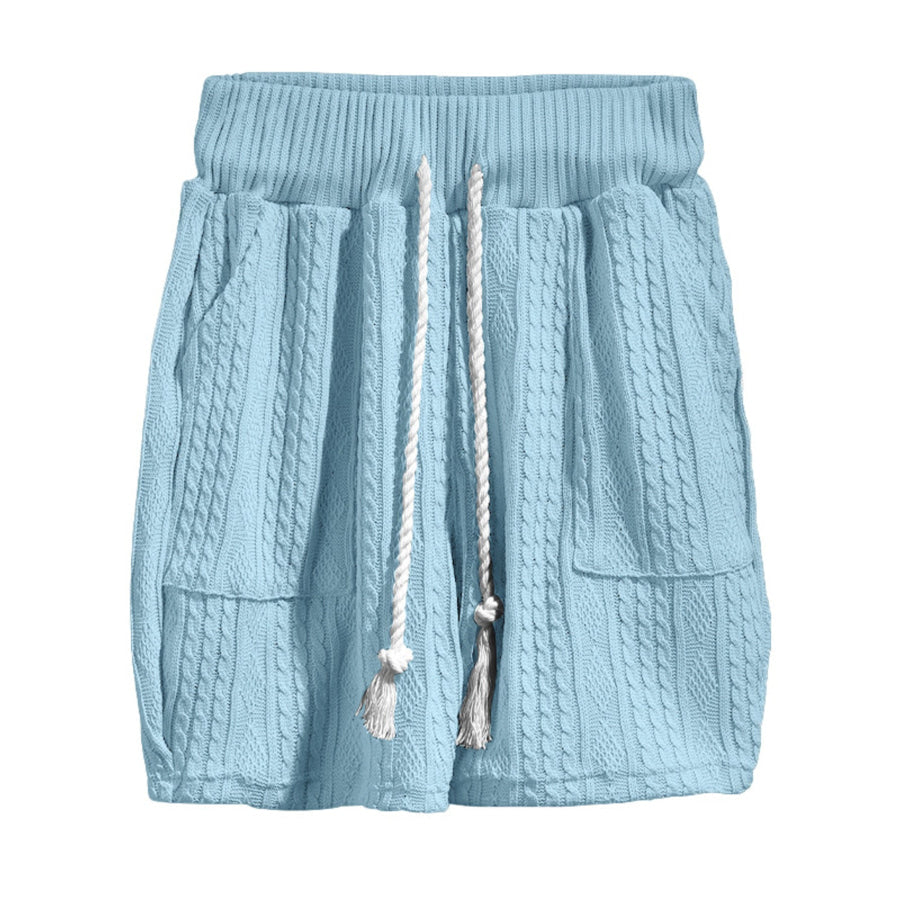 Men’s Full Size Casual Knit V-Neck Short Sleeve Top and Shorts Set Plus Size Apparel and Accessories