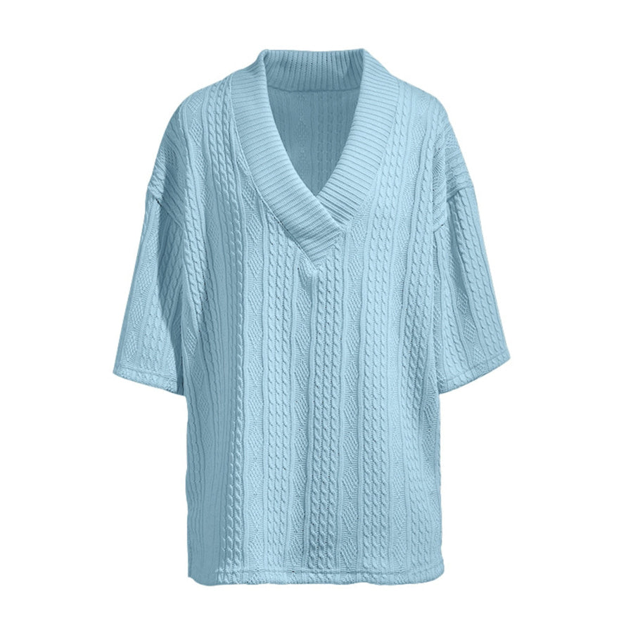 Men’s Full Size Casual Knit V-Neck Short Sleeve Top and Shorts Set Plus Size Apparel and Accessories