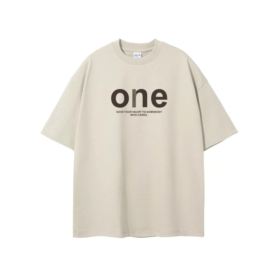 Men’s Full Size Casual Letter Graphic Short Sleeve T-Shirt Plus Size Beige / S Apparel and Accessories