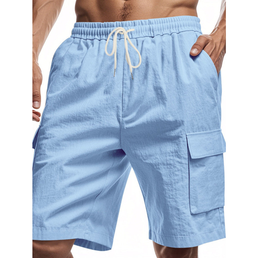Men’s Full Size Casual Lightweight Cargo Shorts Plus Size Light Blue / S Apparel and Accessories