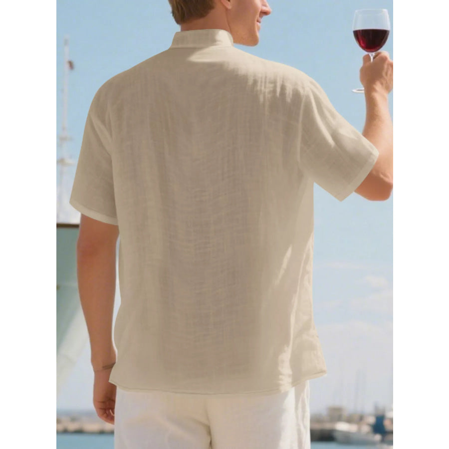 Men’s Full Size Casual Linen Blend Short Sleeve Shirt Plus Size Apparel and Accessories