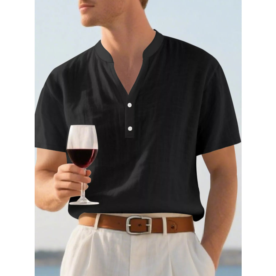 Men’s Full Size Casual Linen Blend Short Sleeve Shirt Plus Size Apparel and Accessories