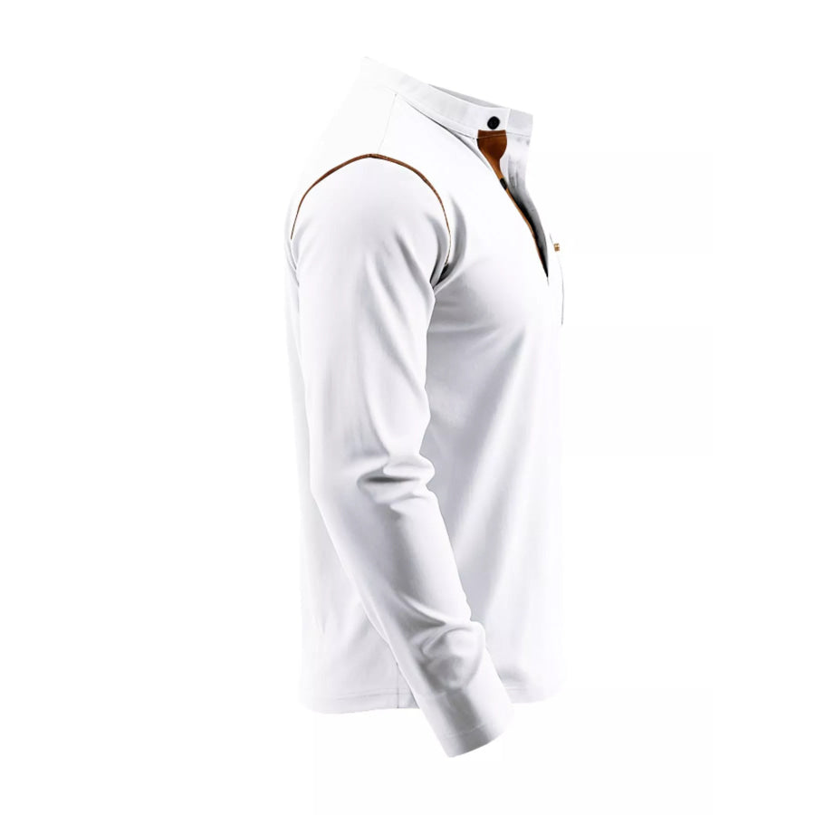 Men’s Full Size Casual Long Sleeve Henley T-Shirt with Pocket Plus Apparel and Accessories