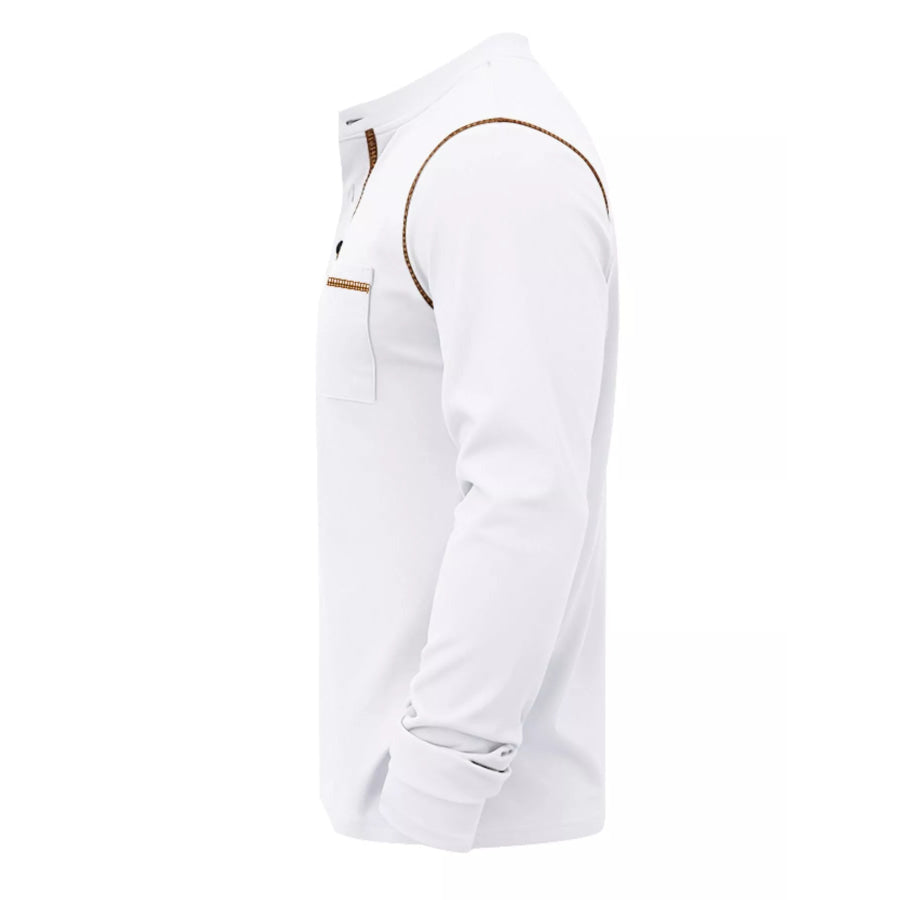 Men’s Full Size Casual Long Sleeve Henley T-Shirt with Pocket Plus Apparel and Accessories