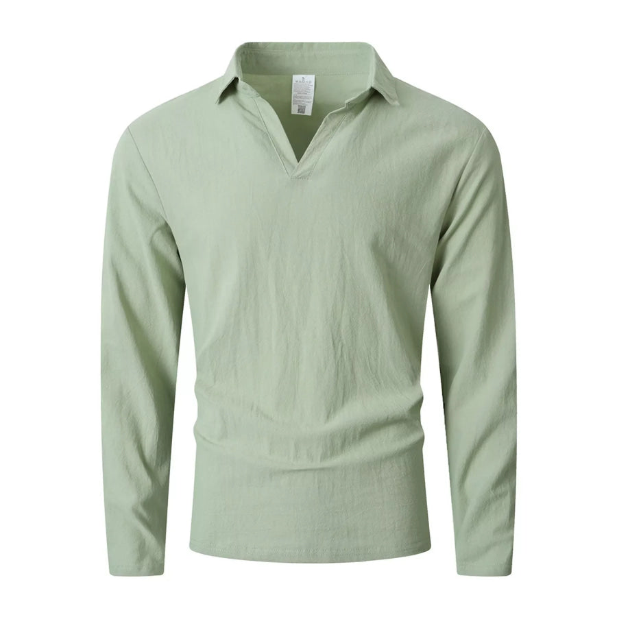 Men’s Full Size Casual Long Sleeve Linen-Blend Shirt Plus Size Apparel and Accessories