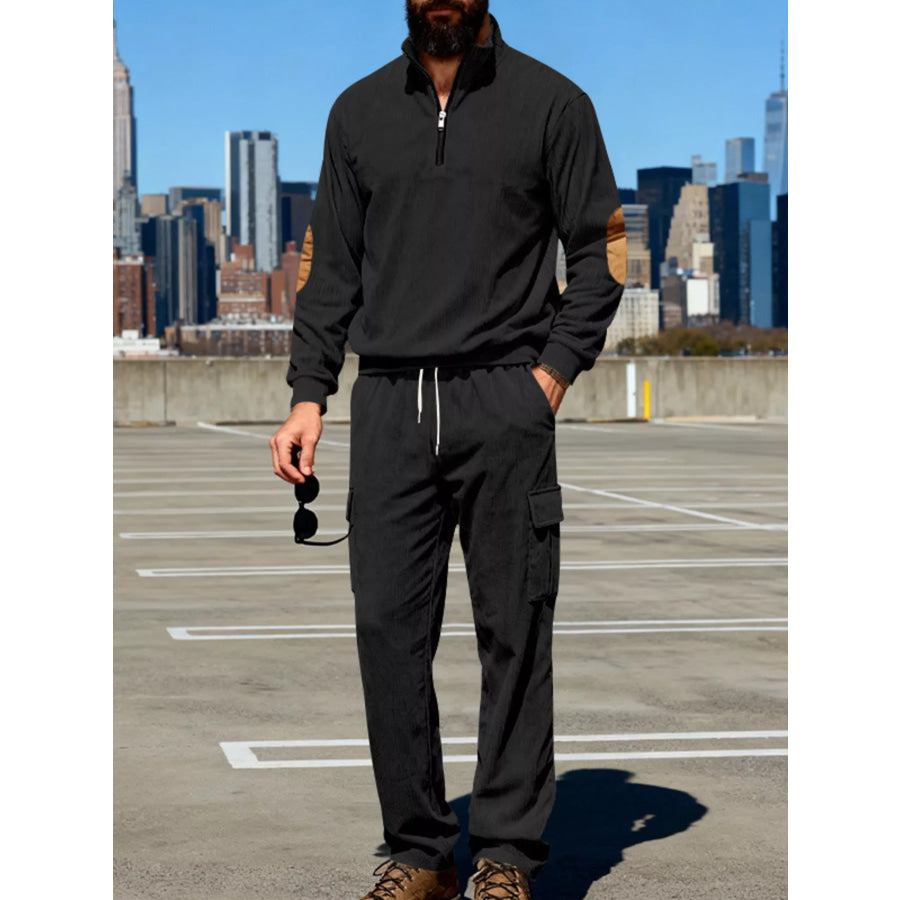 Men’s Full Size Casual Long Sleeve Top & Pants Set Plus Size Apparel and Accessories