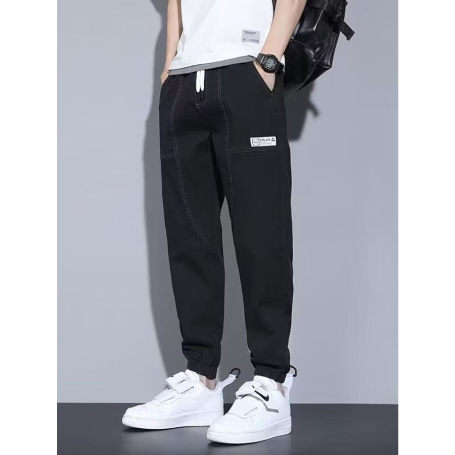 Men’s Full Size Casual Loose Fit Denim Joggers Plus Size Black / S Apparel and Accessories