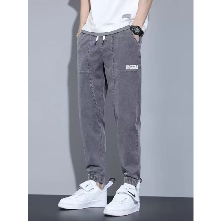 Men’s Full Size Casual Loose Fit Denim Joggers Plus Size Grey / S Apparel and Accessories