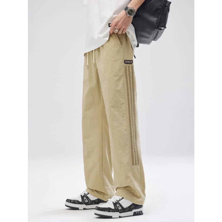 Men’s Full Size Casual Loose Fit Drawstring Pants Plus Size Khaki / S Apparel and Accessories