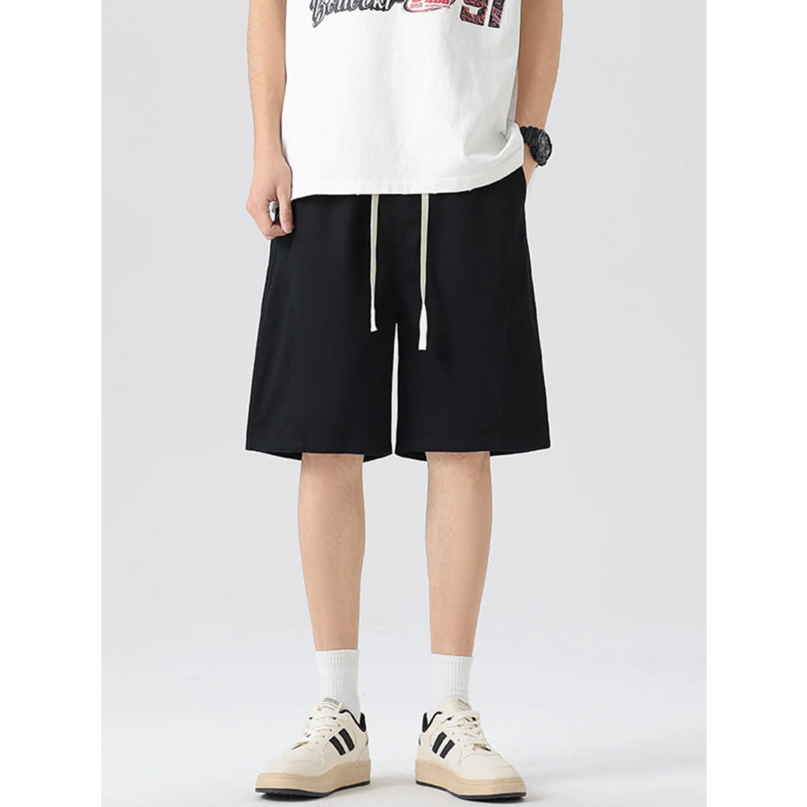 Men’s Full Size Casual Loose-Fit Drawstring Shorts Plus Size Black / S Apparel and Accessories