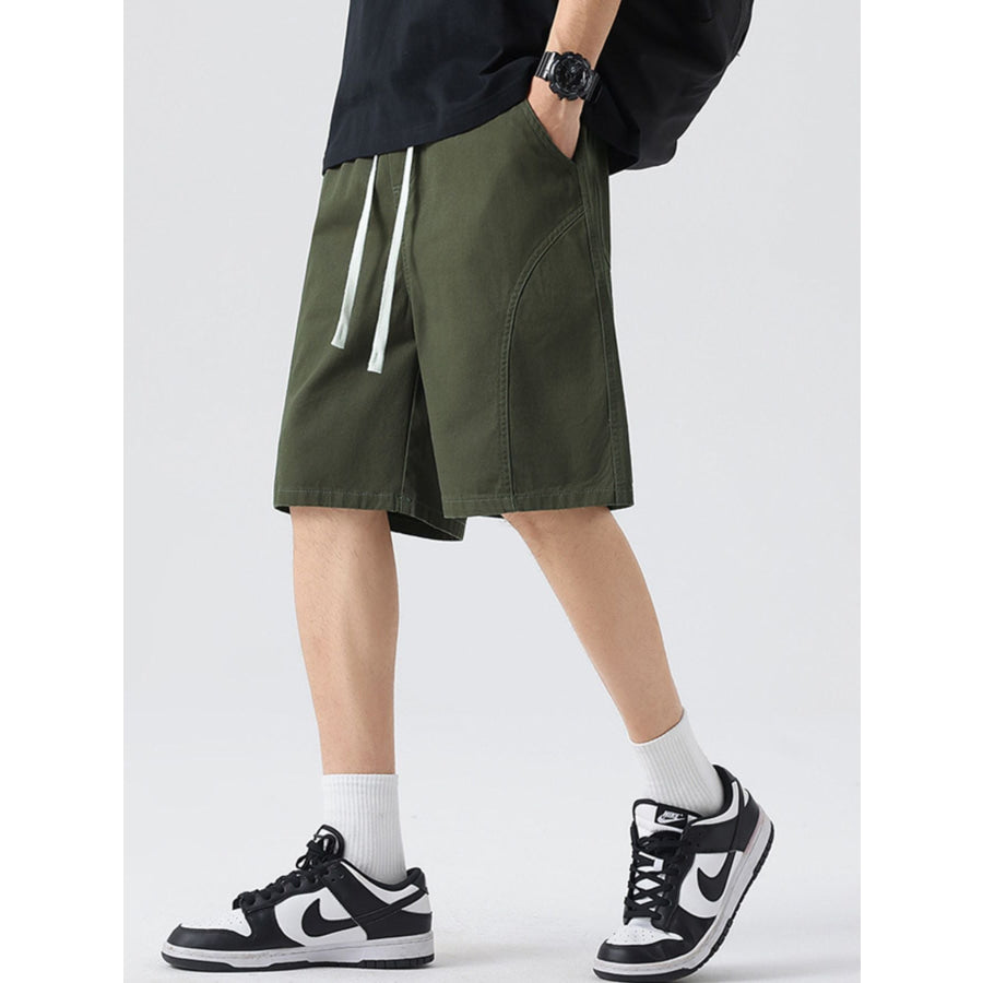 Men’s Full Size Casual Loose-Fit Drawstring Shorts Plus Size Military Green / S Apparel and Accessories