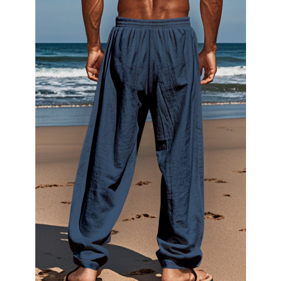 Men’s Full Size Casual Loose-Fit Pants with Elastic Drawstring Waist Plus Apparel and Accessories