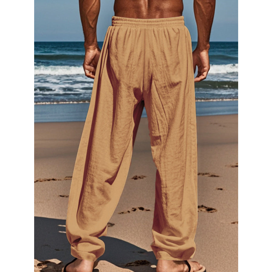 Men’s Full Size Casual Loose-Fit Pants with Elastic Drawstring Waist Plus Apparel and Accessories