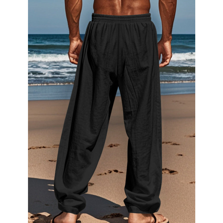 Men’s Full Size Casual Loose-Fit Pants with Elastic Drawstring Waist Plus Apparel and Accessories
