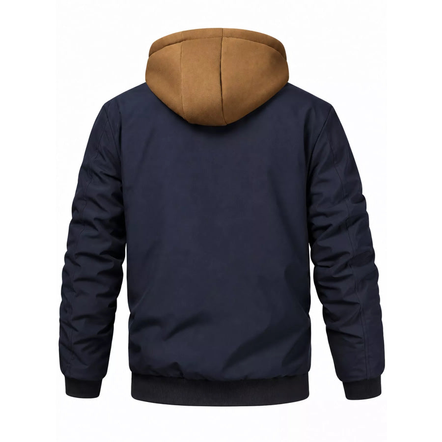 Men’s Full Size Casual Quilted Lined Hooded Bomber Jacket Plus Apparel and Accessories