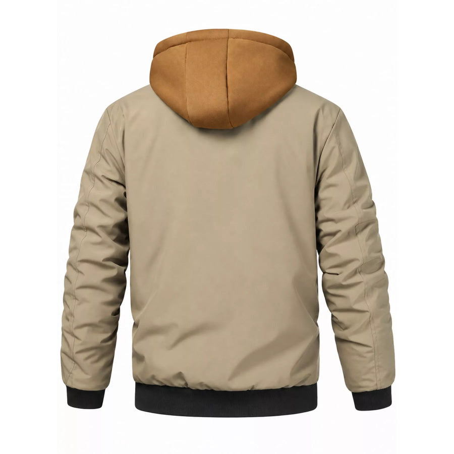 Men’s Full Size Casual Quilted Lined Hooded Bomber Jacket Plus Apparel and Accessories