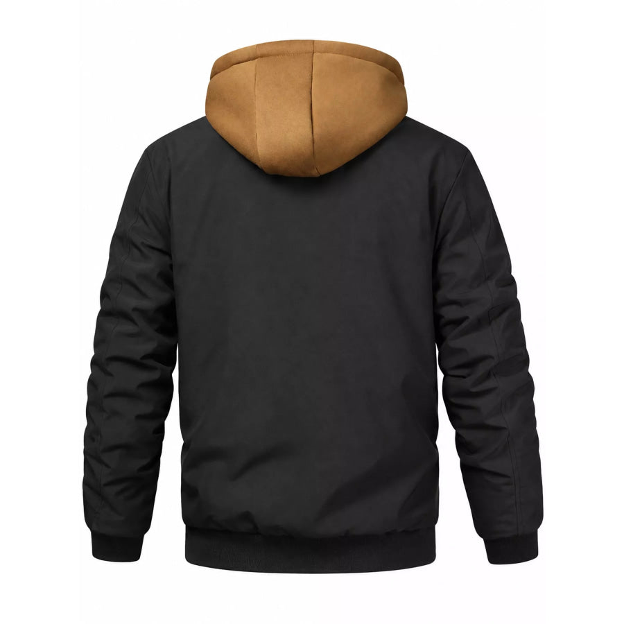 Men’s Full Size Casual Quilted Lined Hooded Bomber Jacket Plus Apparel and Accessories