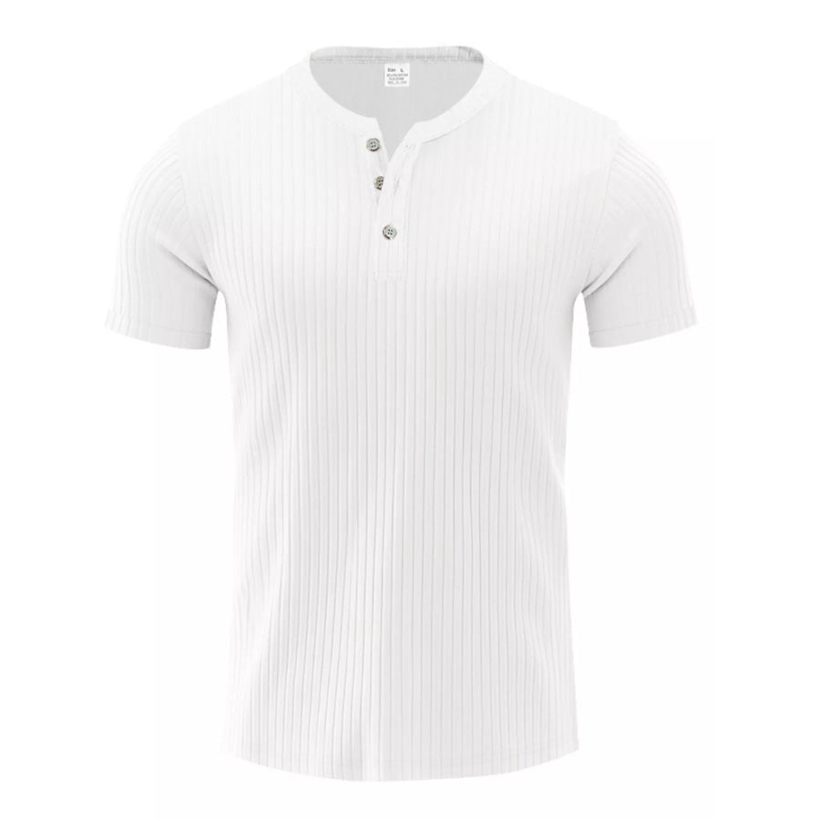 Men’s Full Size Casual Ribbed Henley T-Shirt Plus Size Apparel and Accessories
