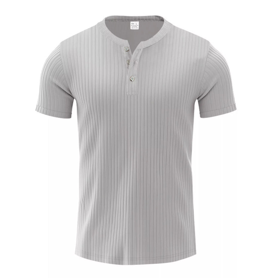 Men’s Full Size Casual Ribbed Henley T-Shirt Plus Size Apparel and Accessories