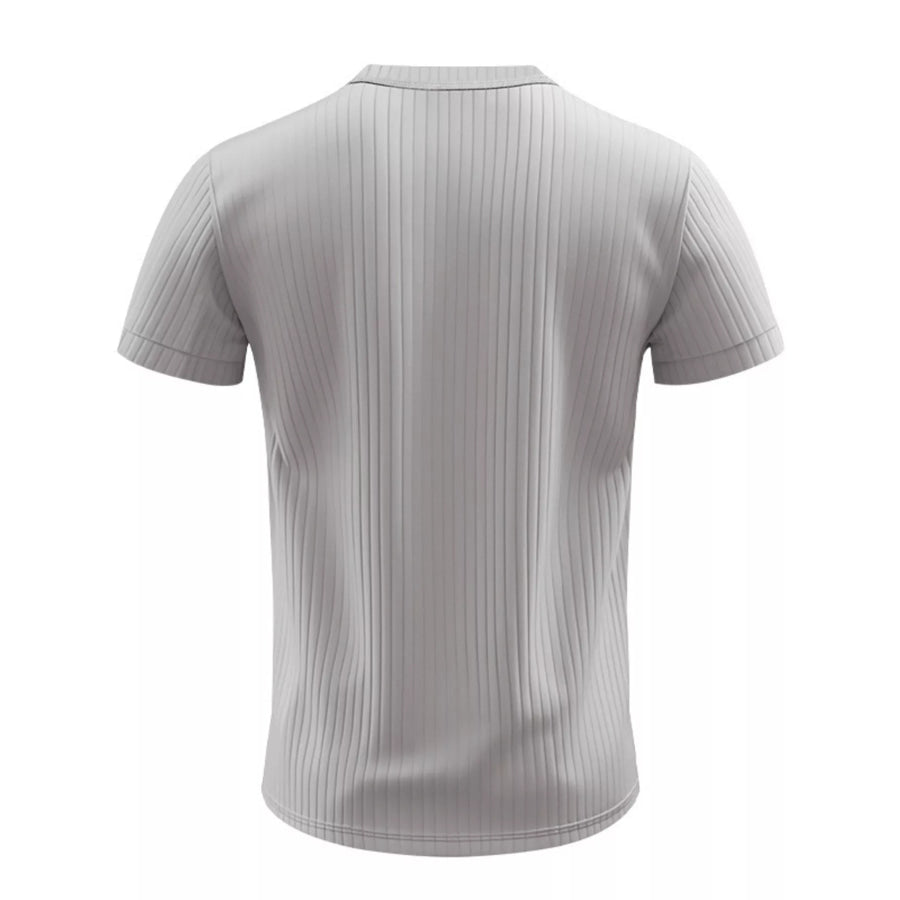 Men’s Full Size Casual Ribbed Henley T-Shirt Plus Size Apparel and Accessories