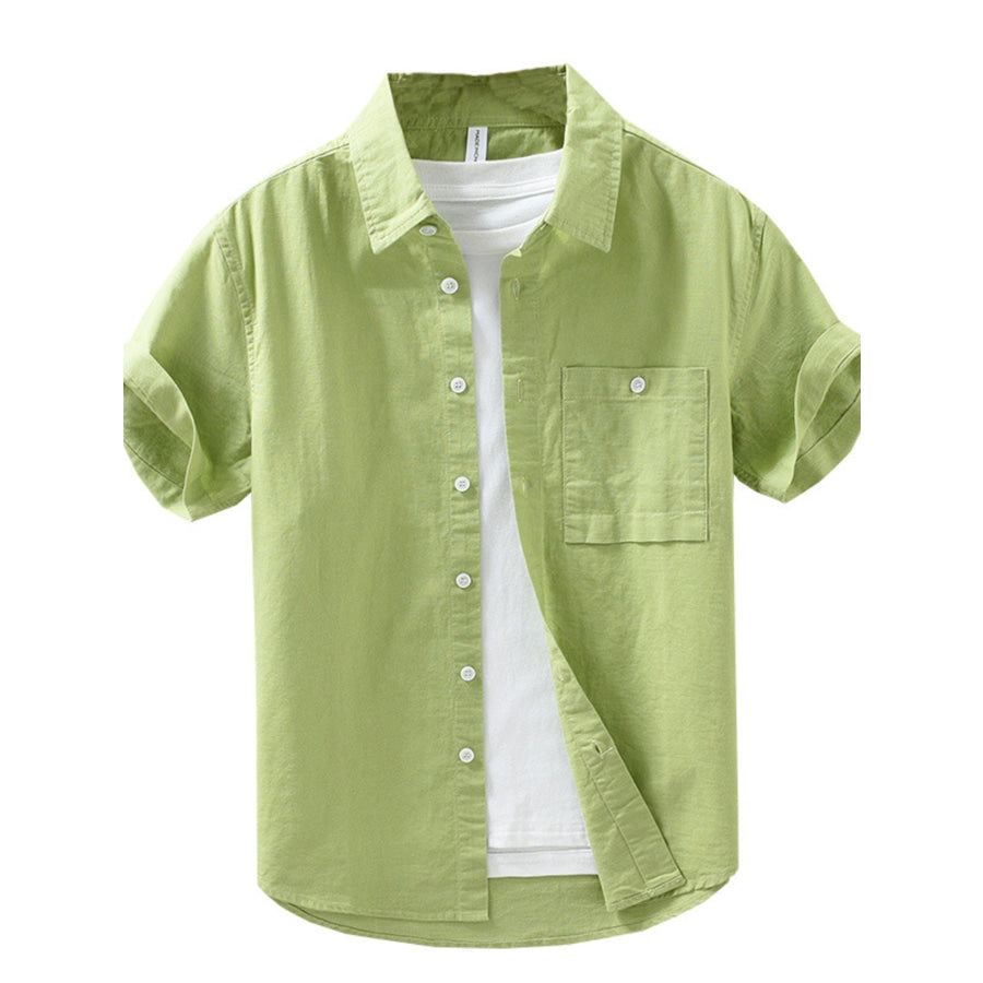 Men’s Full Size Casual Short Sleeve Button-Down Shirt with Chest Pocket Plus Apparel and Accessories